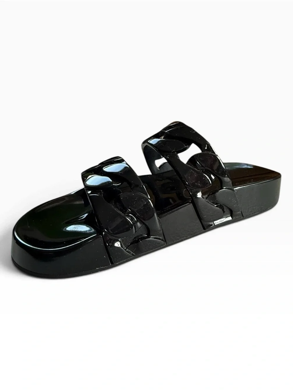 Tory Burch Adrien Jelly Slide Women's Black Chain Sandals Size 9 New